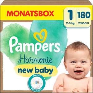 Couches Pampers pour bébé Taille 1 (2-5 kg), Harmonie, 0% Compromis, 100% Absorption, Origine Végétale, Hypoallergénique, 180 couches pour bébé - Product Image 5