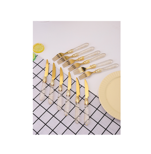 Juego de Cubiertos de Latón, Juego de Cubiertos para Cena, Cuchara, Tenedor y Cuchillos, Utensilios de Cocina, Vajilla, Cubiertos con Mango de Resina - Product Image 2