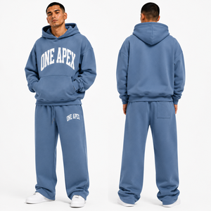 Conjunto Deportivo ONEAPEX para Hombre, Sudadera Oversize Azul Polvoriento, Pantalones Deportivos Anchos, Algodón Premium Grueso Antibacterial - Product Image 6