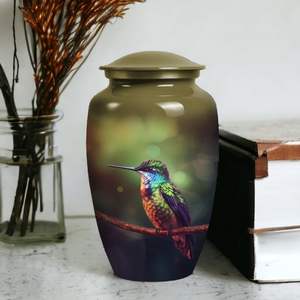 Urna de metal de tamaño personalizado de colibrí para cenizas de adultos, urna funeraria grande para papá, hombre o mujer para entierro o servicio conmemorativo - Product Image 5