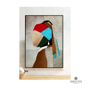 Indian Supplier Customized Modern Design Hand-Painted Leather Patch Wall Art Elegant Room Decoration <b>Framed</b> Wall Art - Product Image 5