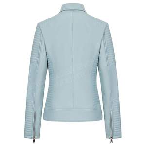 Veste en cuir de haute qualité pour femme avec col montant Logo personnalisé Saison d'hiver Toile faite à la main au Pakistan - Product Image 2