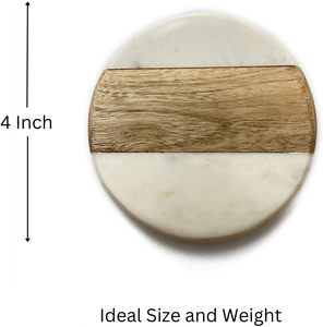 Posavasos de madera con incrustaciones de mármol de primera calidad, diseño de doble tono para protección de mesa moderna y contemporánea para el hogar, incrustaciones de lujo - Product Image 4