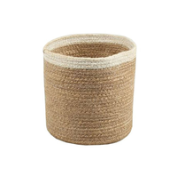 Panier de rangement cylindrique en jute tressé, écologique, pliable et réutilisable, avec options de couleurs personnalisées, vente en gros
