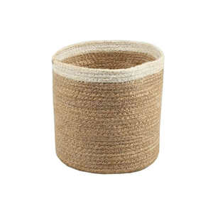 Wholesale Custom Design <b>Jute</b> Natural Cylinder Eco Friendly Bag Natural Products Flower Pots <b>Jute</b> Braided Reusable <b>Basket</b> bag - Product Image 5