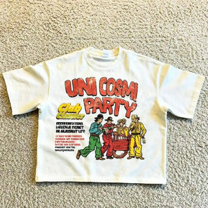 2025เสื้อยืดสีดำแนววินเทจสำหรับผู้ชายเสื้อยืดครอปทรงหลวมพิมพ์ลาย DTG สำหรับฤดูร้อน - Product Image 4