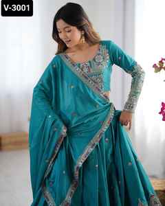 Latest Women Wedding Festival Wear Semi-Stitch Heavy Embroidery Sequence Work Ethnic Modern Design High Quality Chinon Material - Product Image 4