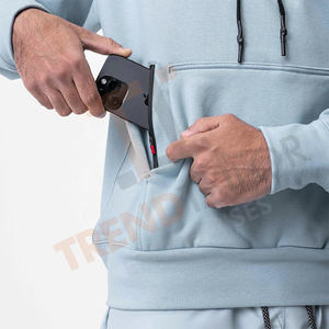 Sweat à capuche pour homme surdimensionné personnalisé en gros avec poche zippée intérieure, 360GSM, pull avec poche kangourou - Product Image 3