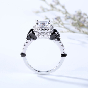 Jeulia Halo Cushion Cut Sterling Silver <b>Skull</b> <b>Ring</b>-Rhodium Plated Fine Jewelry with Zircon - Product Image 5