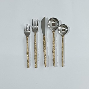 Handmade Forged Slim Round End Handle Stainless Steel Wedding <b>Cutlery</b> <b>Gold</b> PVD Plated <b>Cutlery</b> Spoon and Fork <b>Set</b> - Product Image 5