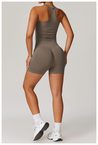 Pantalones cortos de motorista de gimnasio de cintura alta personalizados, recién llegados, ropa deportiva de verano para mujer, conjunto de ropa de Yoga sin costuras, conjunto de entrenamiento - Product Image 3