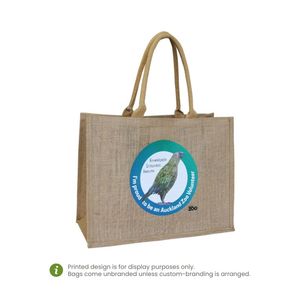 Sac fourre-tout en jute naturel Ecobags, taille moyenne, imprimé par transfert thermique, fermeture éclair, cordon, écologique, pliable, pour les courses quotidiennes et les cadeaux - Product Image 3