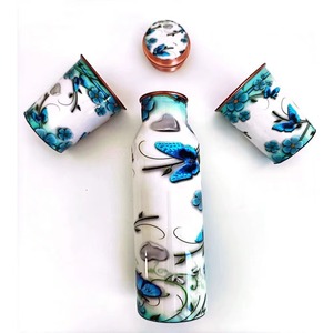 Unique Red Shiny Print <b>Copper</b> <b>Bottle</b> Sleek Stylish Water <b>Bottle</b> Perfect For Home Office Travel Yoga And Gift Use From India - Product Image 6