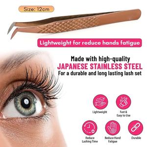 แหนบปลายขนตาไฟเบอร์สำหรับต่อขนตาปลอมสีโรสโกลด์ไทเทเนียมเครื่องมือสำหรับขนตา - Product Image 5