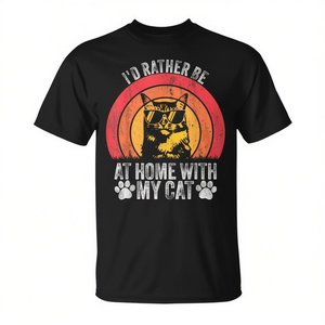 Preferiría estar en casa con mi gato, camiseta vintage para amantes de los gatos - Product Image 2