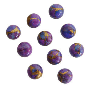 พลอยทองแดงสีม่วงธรรมชาติสีเทอร์ควอยส์8X8mm ทรงกลม Cabochon ทุกขนาดที่มีอยู่แบนเครื่องประดับทำหินอัญมณีหลวม - Product Image 2