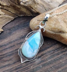 Collier en argent sterling vintage en gros avec pierres mélangées et chaînes pour mariage, fête, style bohème, bijoux fins - Product Image 3