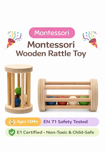 Hochet en bois Montessori pour bébé, coloré et sûr, premier jouet pour nouveau-né et plus âgés - Product Image 3