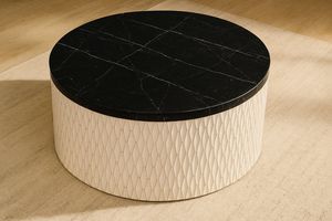 2025 Table basse ronde en marbre au design moderne avec finition naturelle Base en métal noir et blanc Meubles de salon pour la maison - Product Image 2