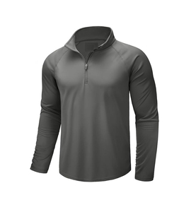 Personnalisé 1/4 Zipper Manches Longues Pêche-Gris Écailles de Poisson Bass Design Maillots pour Hommes - Product Image 4