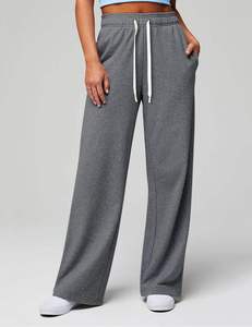 Pantalón recto de cintura alta para mujer, ropa informal estilo Hip Hop de algodón transpirable, patrón sólido con cierre de cintura elástica, nuevo diseño - Product Image 4