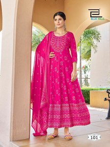 Vestido de fiesta de damas de moda del sur de Asia, vestido especial de longitud larga, combinación multicolor, Sastre, sirvienta, vestido Anarkali Dupatta - Product Image 4