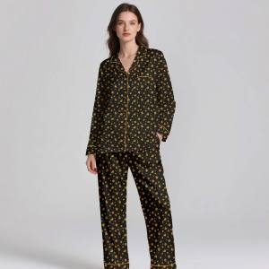 Ensemble de pyjamas en soie satinée de luxe pour femmes, respirant, vêtements de détente pour la maison, hiver - Product Image 3