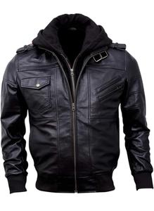 Men's <b>Winter</b> <b>Leather</b> <b>Jacket</b> with Custom Logo Stand Collar Waterproof & Breathable Professionally Designed Cow Skin <b>Leather</b> - Product Image 2