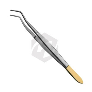 Pinces dentaires Meriam demi-or avec manche lisse, pinces à coton et à pansement, dotées de pointes chirurgicales courbées et dentelées - Product Image 2