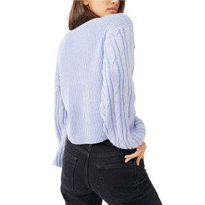 Blusa de invierno de tela polar acanalada para mujer, camisa corta con bordado hueco a la moda 2024, Top de Color sólido bordado - Product Image 2