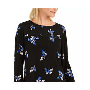 Top Floreale da Donna Charter Club, Taglia M, Nero, Lavorato a Maglia, Stile Vintage Casual, Vestibilità Ampia per Primavera e Autunno - Product Image 2