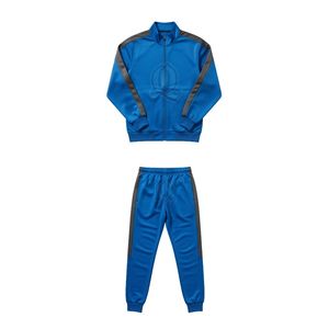 Wholesale <b>Royal</b> <b>Blue</b> Soccer Tracksuit Set Contrast Black Shoulder and Side Panel <b>Jacket</b> and Pants for <b>Men</b> Training Wear - Product Image 2