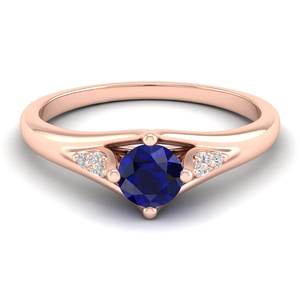 Anillo de Plata de Ley 925 con Zafiro Azul de Corte Brillante Redondo de 0.5 Quilates de REYES Manufacturer para Mujer, Anillo de Moissanita - Product Image 5