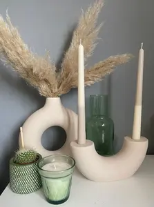 Portavelas de Metal indio con forma de medio círculo de diseño creativo aluminio recubierto de polvo blanco para decoración del hogar - Product Image 5