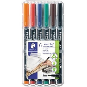 Marcadores Permanentes STAEDTLER Lumocolor 313 de 0.4 mm, Colores Surtidos, No Resistentes al Agua, Paquete de 6 - Product Image 1