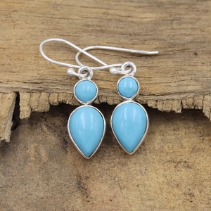 High Quality 925 Sterling Silver Handmade <b>Drop</b> <b>Earrings</b> with Turquoise Gemstone <b>Fashion</b> Jewelry - Product Image 3