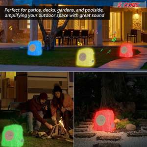 5 Core Outdoor Rock Speakers Pair 100W <b>Bluetooth</b> Waterproof Landscape Speaker for Patio Pool Outdoor - Product Image 5