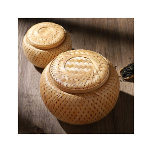 Mini panier en bambou écologique tissé à la main du fabricant du Vietnam boîte-cadeau de pot de fleur de stockage biodégradable de boîte à thé - Product Image 5