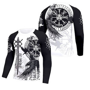 2024 haute qualité Logo personnalisé imprimé MMA Rash Guard hommes à manches longues Fitness vêtements de sport chemises en gros MMA vêtements de sport - Product Image 1