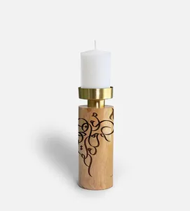 Portavelas de madera y metal de forma redonda de tamaño personalizado de calidad superior de último diseño superior en precio al por mayor - Product Image 1