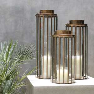 Modern <b>Gold</b> Metal Candle <b>Lantern</b> Tall Decorative Geometric <b>Lanterns</b> for Indoor Outdoor Home Garden for Christmas Wedding Decor - Product Image 1