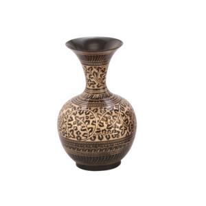 Florero de latón de alta calidad con hermoso grabado dorado y Rojo Negro acabado Decoración de mesa florero - Product Image 5