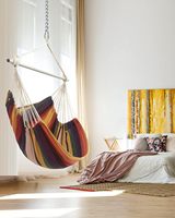 Hamac de camping, chaise suspendue, hamac d'intérieur pour chambre à coucher, barre d'écartement en acier avec anneaux antidérapants, intérieur et extérieur