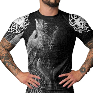 Rashguard de lutte personnalisé en polyester 100% avec impression par sublimation pour hommes, plusieurs couleurs, haute qualité, respirant - Product Image 4