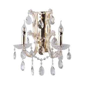 Applique murale en cristal Iris à 2 lumières |   Luminaire moderne à deux lampes en laiton ou en chrome, éclairage classique à deux lampes pour salle de bain ou d'appoint - Product Image 6