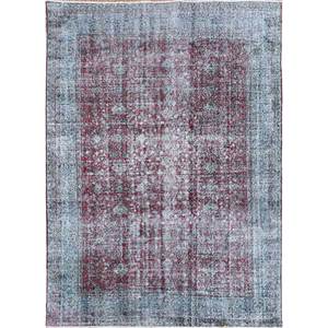 Alfombras de Lana Anudadas a Mano de Estilo Vintage, Diseño Rectangular Abstracto con Medallón Rosa y Morado para Sala de Estar o Pasillo, Pae-2225 - Product Image 1