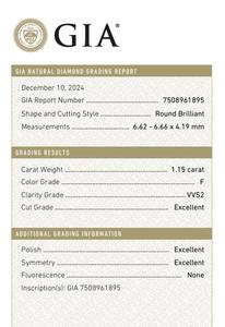 เพชร B2B บริสุทธิ์สำหรับ Gia ได้รับการรับรองจากเพชรสีขาวหลวมๆ1.15 CT สี L ทรงกลมตามธรรมชาติไหลแบบ L ผ่านการเจียระไนแบบบริสุทธิ์ - Product Image 3