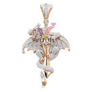 2024เครื่องประดับฮิปฮอปของผู้ชายแบบสั่งทำ925เงิน VVS Moissanite เพชร LGD iced Dragon Design IGI ได้รับการรับรองโรเดียมชุบ - Product Image 2