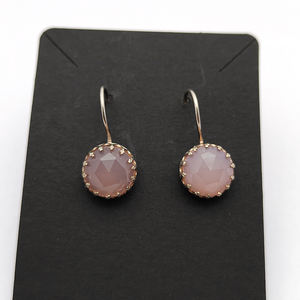 Boucles d'oreilles de créateur en argent sterling rond en quartz rose naturel de 12mm faites à la main 5.17gms bijoux fins pour filles toutes les religions - Product Image 4