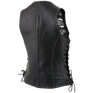 Chaleco personalizado de cuero de oveja/vaca para mujer negra con precios de fábrica de gran oferta para mujer - Product Image 6